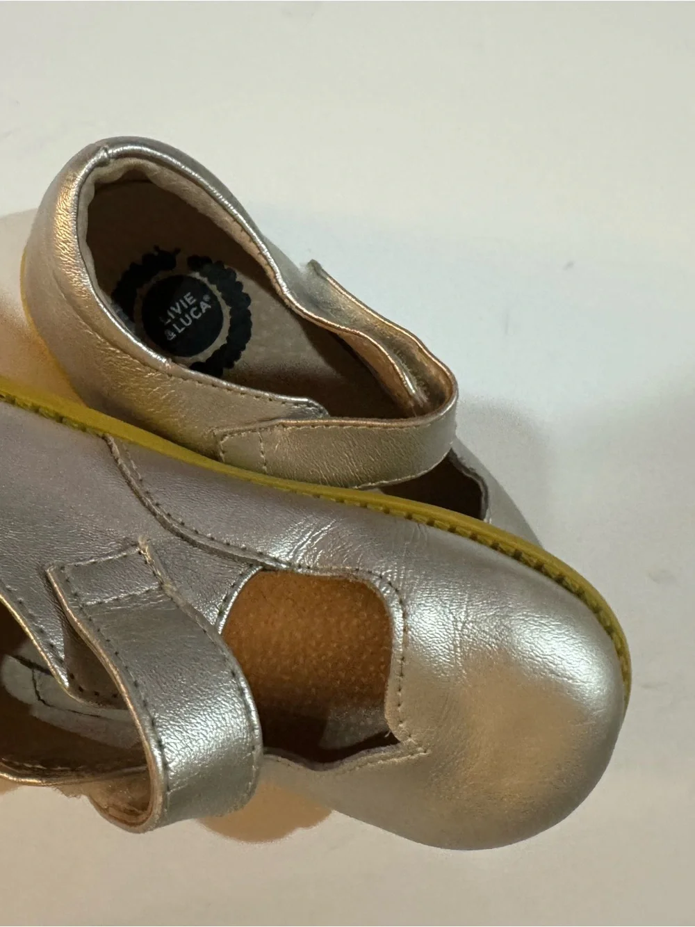 Livie & Luca Metallic Silver T-Strap Mary Jane Kids Shoes